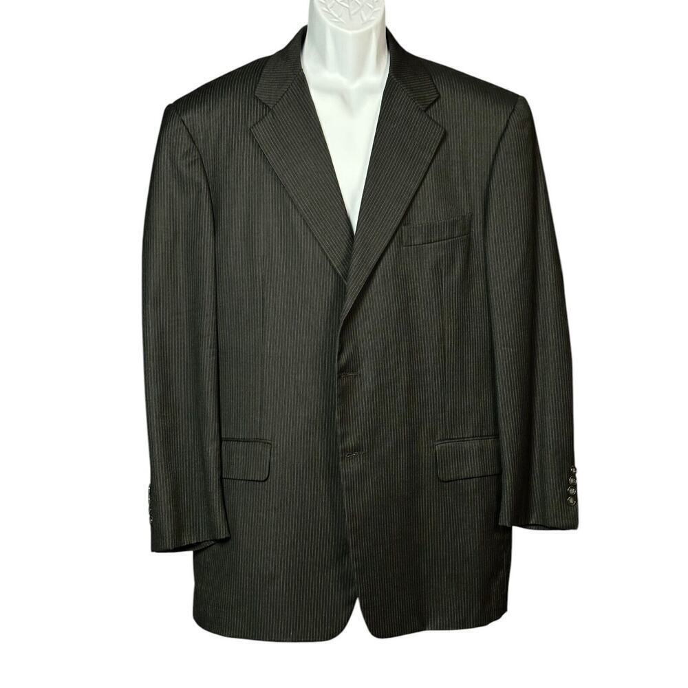 Hickey Freeman Blazer Size 44 Regular Charcoal Gray 100% Wool 2-Button Business